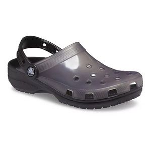 CROCS clear translucent black unisex clogs 6 women’s 4 men’s